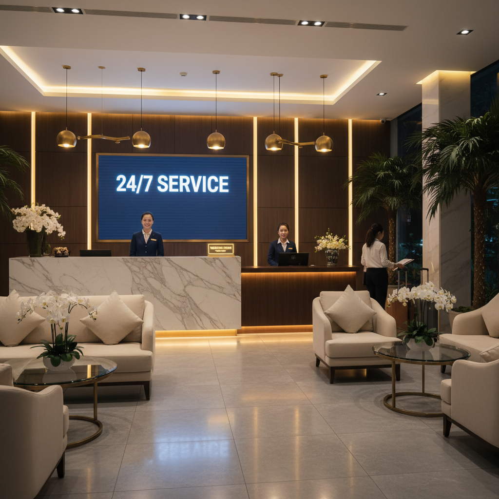 Hỗ trợ 24/7 - tiện ích khách sạn Hoàng Vy